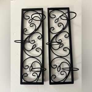 💕 Nice Pair of Black Metal Hanging Wall Tea Light Candle Holders